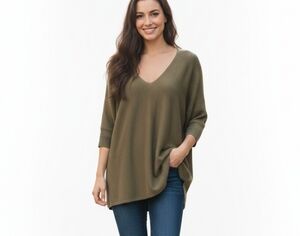 Eileen Fisher Olive V-Neck Tunic